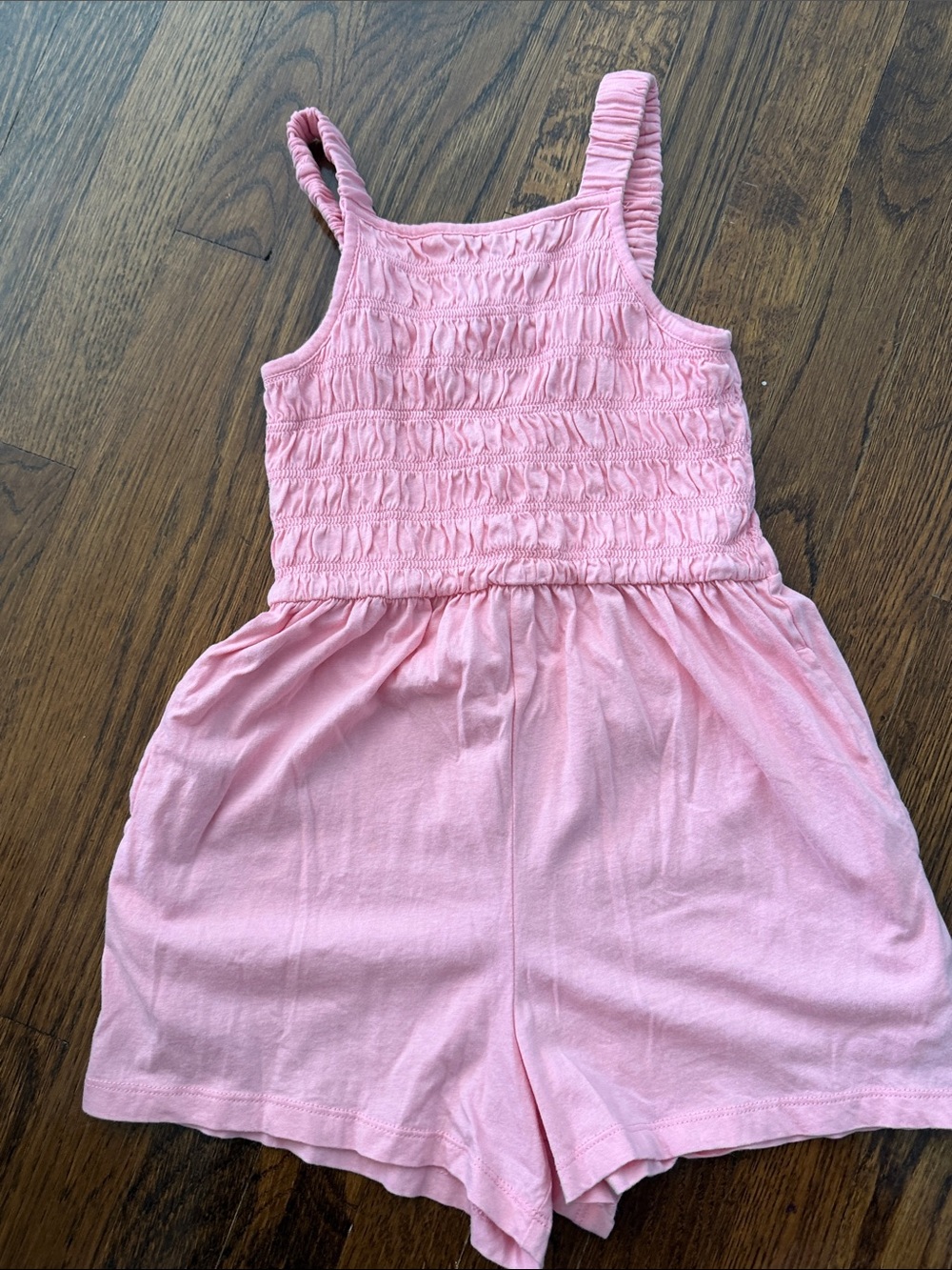 Girls' Pink Knit Smocked Romper